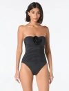 Kate Spade New York Rose Bandeau One Piece Swimsuit In Black
