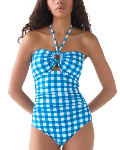 Kate Spade New York Bandeau One Piece Swimsuit In Blue