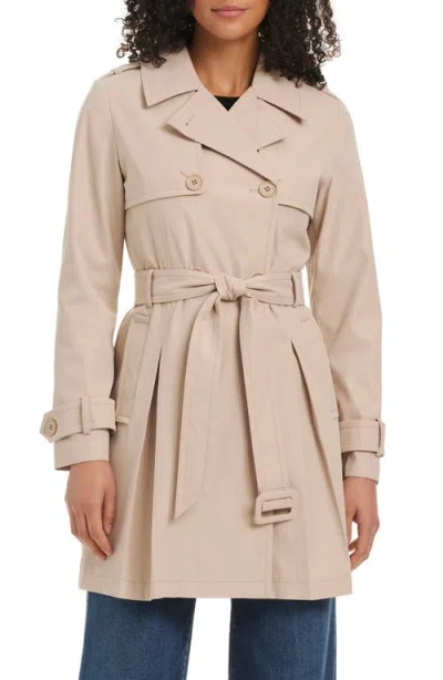 Kate Spade New York Belted Double Breasted Pleated Trench Coat In Neutral