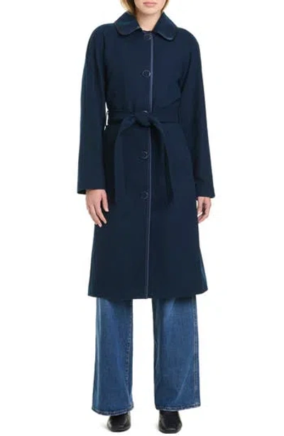 Kate Spade New York Belted Wool Blend Maxi Coat In Blue