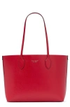 Kate Spade New York Bleecker Pixelated Hearts Pop Print Crossgrain Leather Large Tote In Cherry Rouge Multi