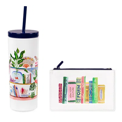 Kate Spade New York Bookshelf Tumbler And Pencil Pouch In Multi
