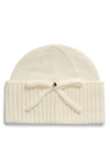 Kate Spade New York Bow Accent Wool Beanie In Cream