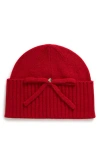 Kate Spade New York Bow Accent Wool Beanie In Garnet Red