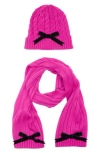 Kate Spade New York Bow Beanie & Scarf Gift Box Set In Pink