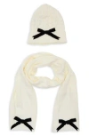 Kate Spade New York Bow Beanie & Scarf Gift Box Set In Neutral