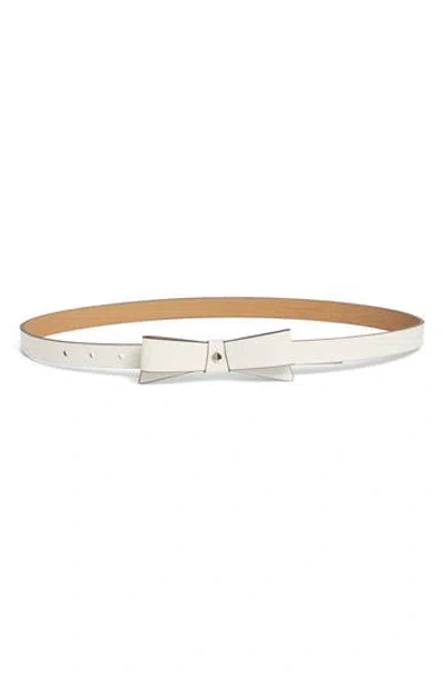 Kate Spade New York Bow Belt With Spade In Cream/pale Polished Gold