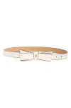 Kate Spade New York Bow Belt With Spade In Fresh White