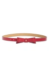Kate Spade New York Bow Belt With Spade In Garnet Red/polished Gold