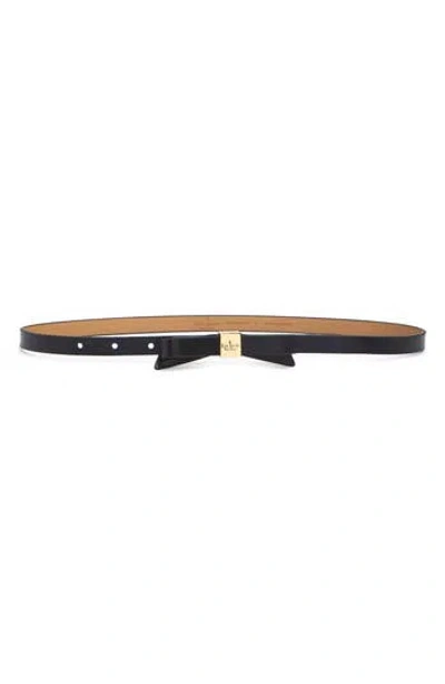 Kate Spade New York Bow Logo Plate Belt In Black