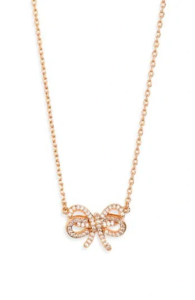 Kate Spade New York Bow Meets Girl Pavé Cubic Zirconia Pendant Necklace In Gold