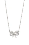 Kate Spade New York Bow Meets Girl Pavé Cubic Zirconia Pendant Necklace In Silver