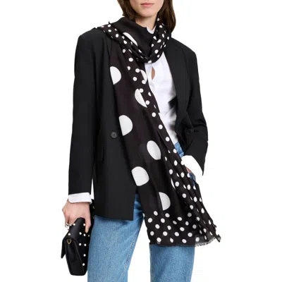 Kate Spade New York Breezy Dot Oblong Scarf In Black/cream