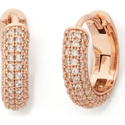 KATE SPADE KATE SPADE NEW YORK BRILLIANT STATEMENTS PAVÉ MINI HUGGIE HOOP EARRINGS
