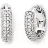 Kate Spade New York Brilliant Statements Pavé Mini Huggie Hoop Earrings In Clear/silver