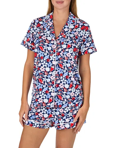 Kate Spade New York Brushed Jersey Short Sleeve Boxer Pajama Set In Multi