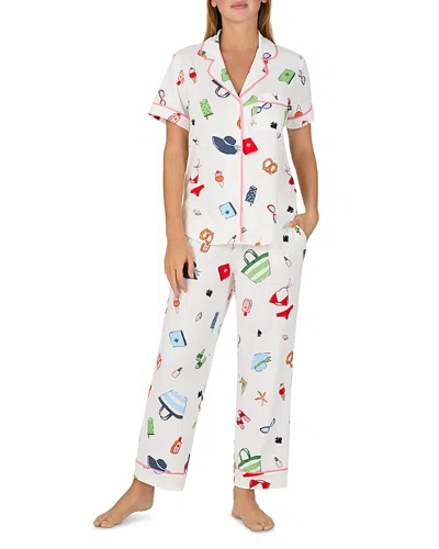 Kate Spade New York Brushed Jersey Short Sleeve Cropped Pajama Set In Multi
