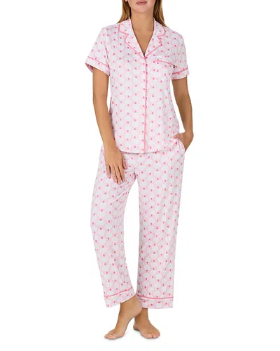 Kate Spade New York Brushed Jersey Short Sleeve Cropped Pajama Set In Pink