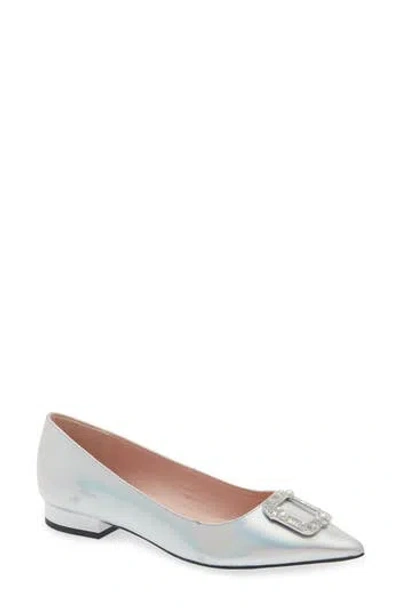 Kate Spade New York Buckle Up Pointed Toe Pump In Silver