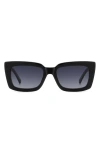 Kate Spade Cailin Rectangle Acetate Sunglasses In Black Blue/dark Grey Sf