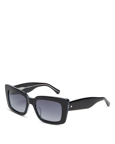Kate Spade New York Cailin Rectangle Sunglasses, 52mm In Black/blue