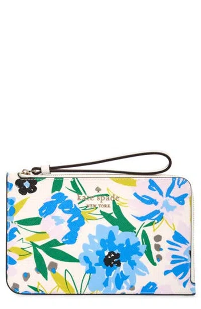 Kate Spade New York Cameron Festival Floral Leather Wristlet In Black