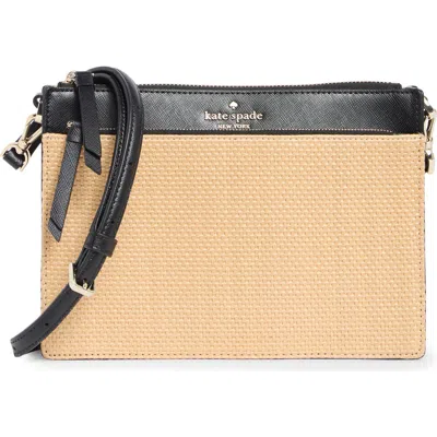 Kate Spade New York Cameron Straw Crossbody Bag In Black