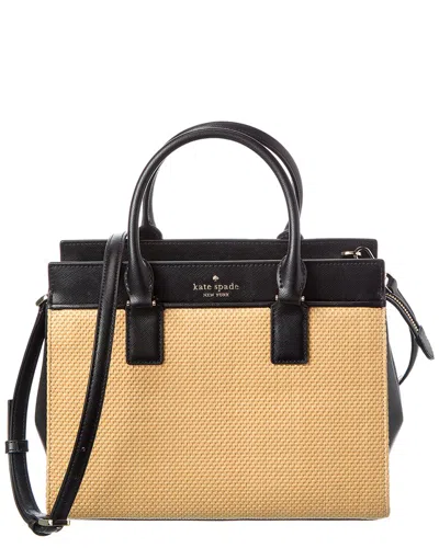 Kate Spade New York Cameron Straw Medium Satchel In Black
