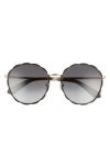 Kate Spade New York Cannes 57mm Gradient Round Sunglasses In Black/dark Grey Sf