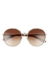 Kate Spade New York Cannes 57mm Gradient Round Sunglasses In Gold/brown Sf