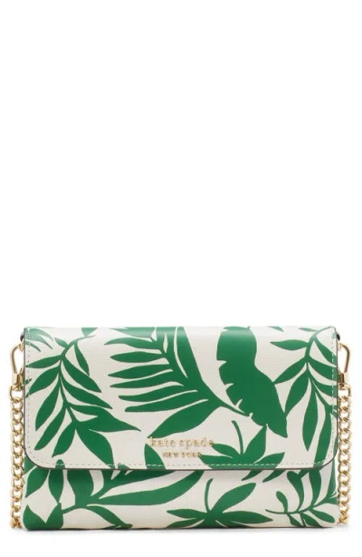 Kate Spade New York Carlyle Print Leather Wallet On A Chain In Watercress Multi