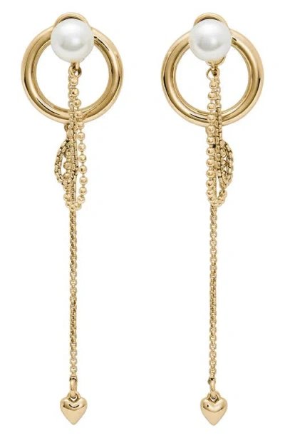 Kate Spade New York Chain Reaction Faux Pearl Linear Drop Earrings In Gray