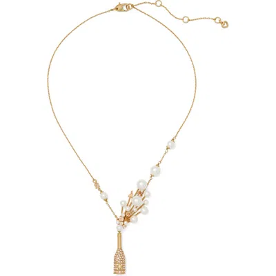 Kate Spade New York Champagne Bottle Pendant Necklace In Gold