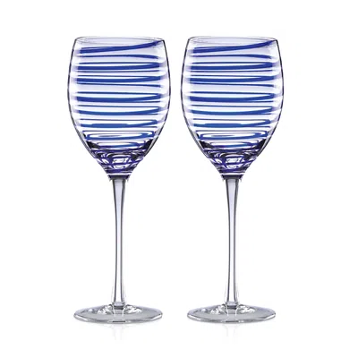 Kate Spade New York Charlotte Street Blue 2pc Wine Glass Set With $4 Credit