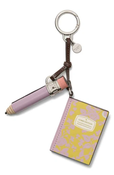 Kate Spade New York Charmed Smooth Leather Composition Notebook Key Fob In Pink