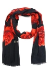 Kate Spade Women's Charming Rose Oblong Scarf In Planetary Navy