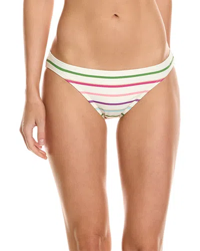 Kate Spade Women's Striped Classic Bikini Bottoms In White