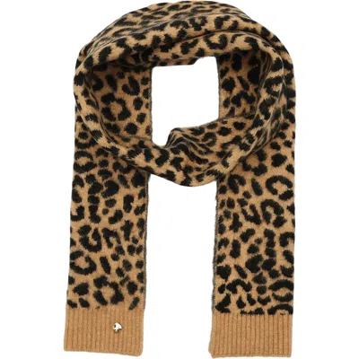 Kate Spade New York Classic Leopard Print Scarf In Black/light Tobacco