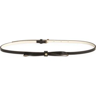 Kate Spade New York Colorblock Bow Belt In Black/cream/pale Gold