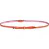 Kate Spade New York 10mm Color Block Bow Leather Belt In Maraschino/pink/gold