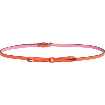 Kate Spade New York Colorblock Bow Belt In Maraschino/pink/gold