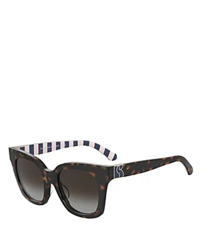 Kate Spade New York Constance Square Sunglasses, 53mm In Havana/brown Polarized Gradient