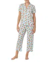 Kate Spade New York Cozy Jersey Cropped Pajama Set In Warm Burgendy/black