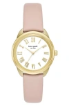 Kate Spade New York Crosstown Leather Strap Watch, 34mm In Pink/gold
