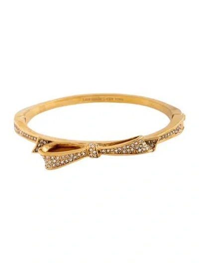 Pre-owned Kate Spade New York Crystal Bow Hinge Bangle Bracelet, 6.75" In Clear