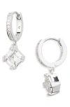 Kate Spade New York Crystal Drop Huggie Hoop Earrings In Clear/silver.