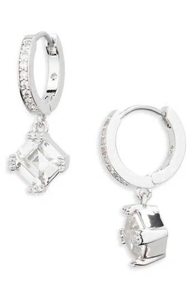 Kate Spade New York Crystal Drop Huggie Hoop Earrings In Metallic