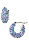 Kate Spade New York Crystal Huggie Hoop Earrings In Blue/purple/silver