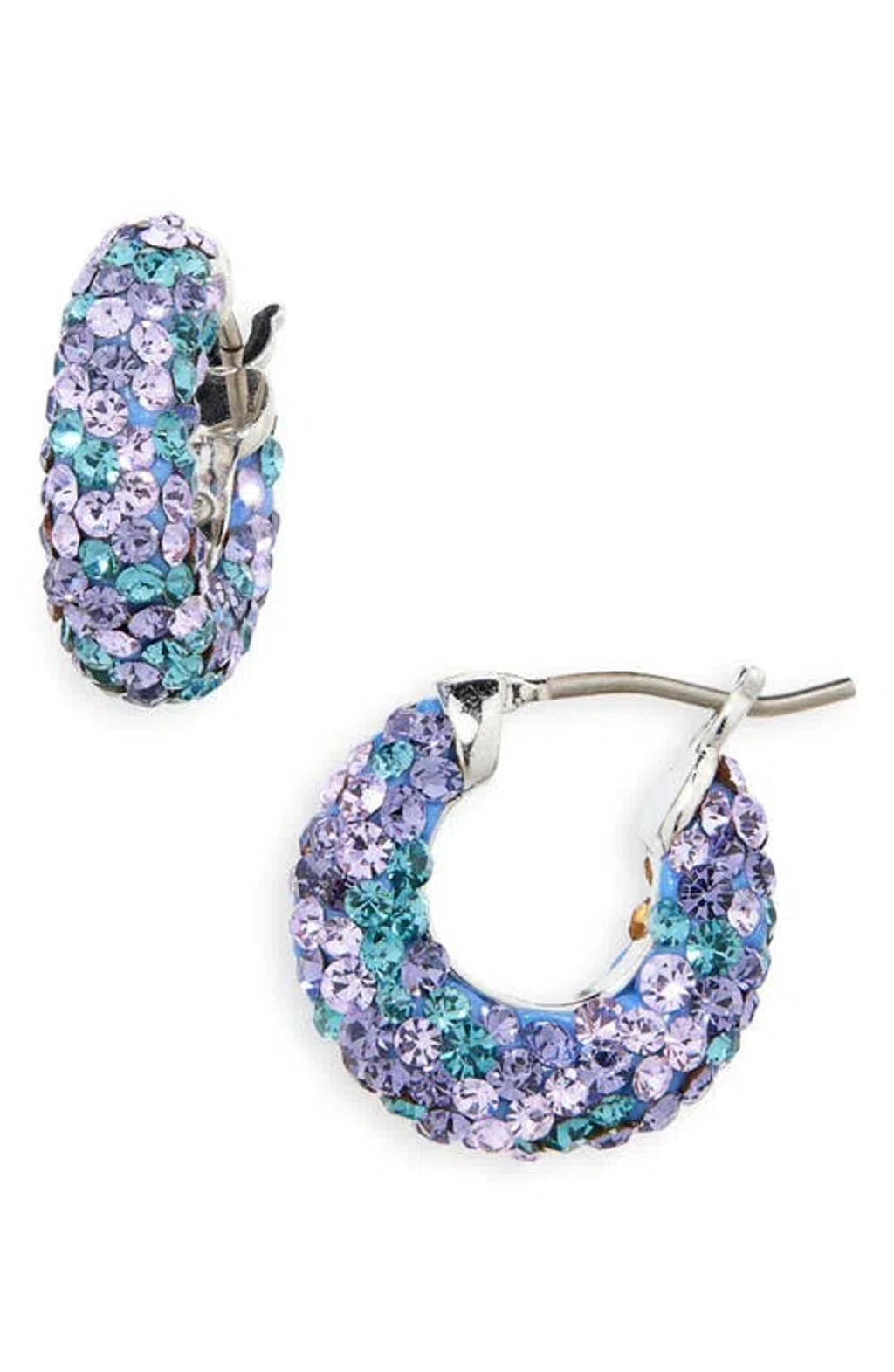 Kate Spade New York Crystal Huggie Hoop Earrings In Blue/purple