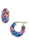 Kate Spade New York Crystal Huggie Hoop Earrings In Pink/blue/gold